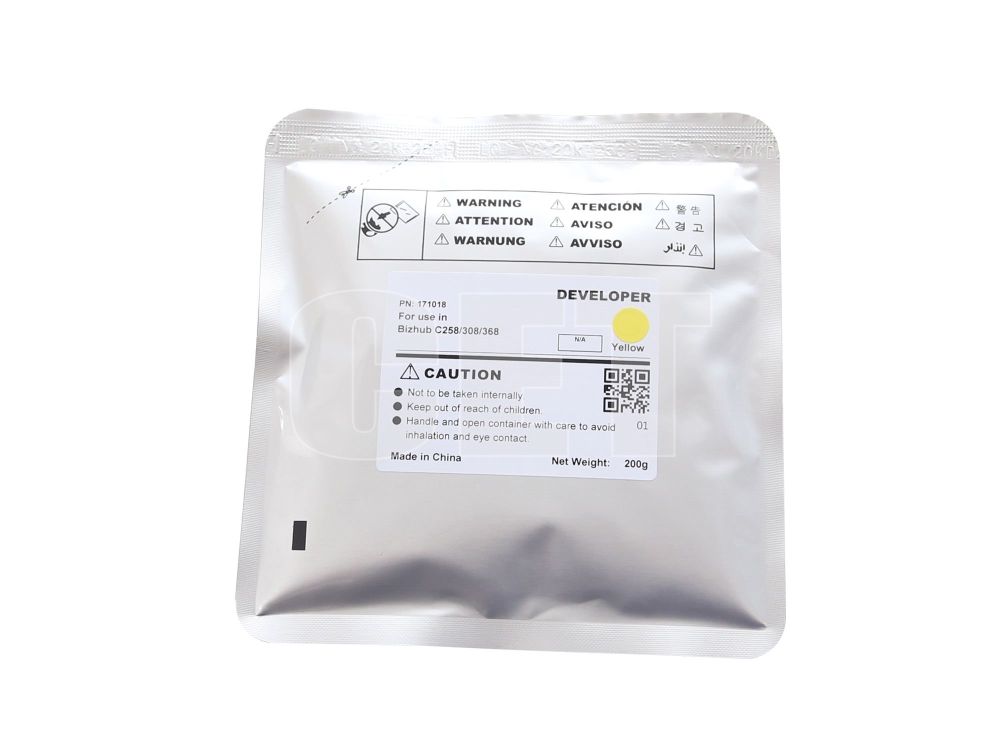 -/ Девелопер для KONICA MINOLTA Bizhub C258/C308/C368 (CET) Yellow, 200г, 600000 стр. Для использования в блоках проявки DV-313Y. (CET171018)