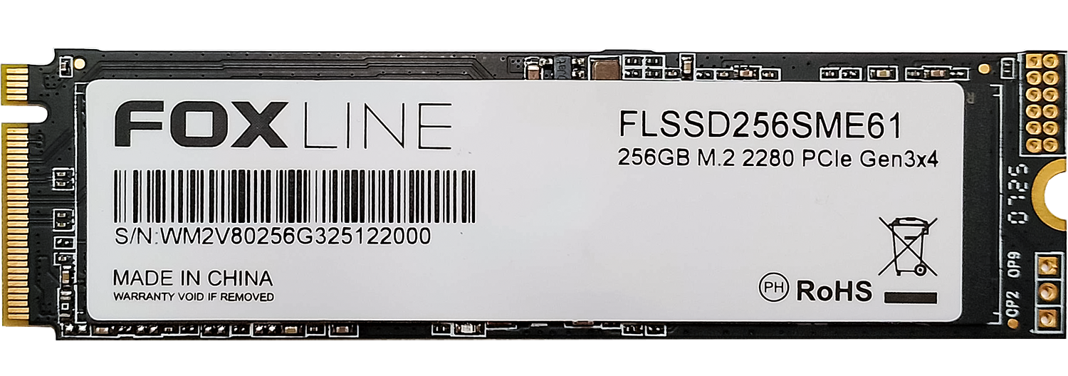 Твердотельный накопитель/ Foxline SSD ME, 256GB, M.2(22x80mm), NVMe, PCIe 3.0 x4, 3D TLC, R/ W 1500/ 1100MB/ s (2 года) (FLSSD256SME61)