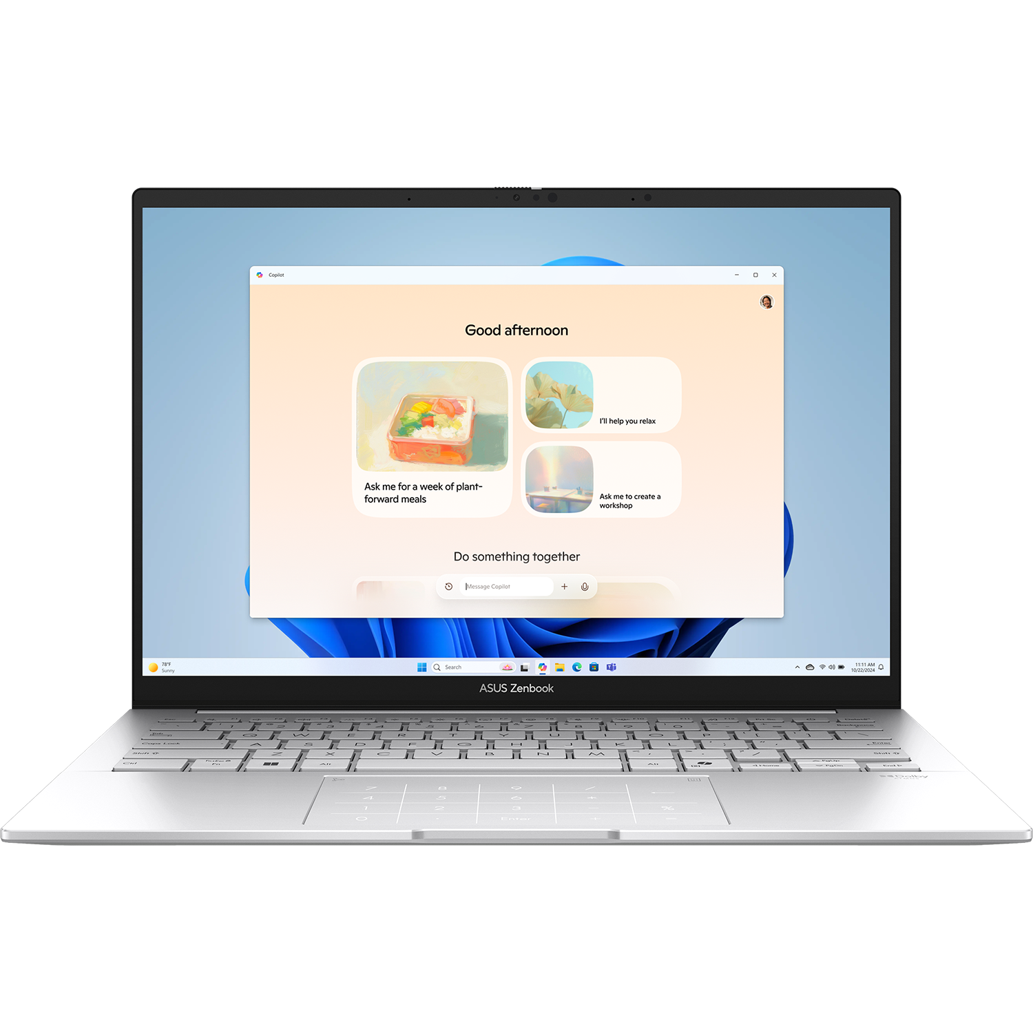 Ноутбук/ ASUS UX3405CA-QL573 14"(1920x1200 OLED 16:10)/Intel Core Ultra 5 225H(3.3Ghz)/16384Mb/1024SSDGb/noDVD/Int:Intel Arc graphics/Cam/BT/WiFi/75WHr/war 1y/1.28kg/Foggy Silver/DOS + алюм корп; +чехол; NumberPad (90NB14W4-M00UF0)