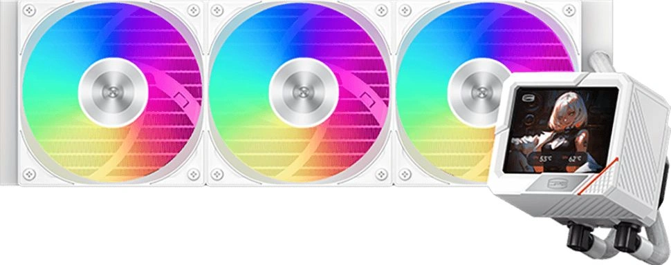 Система водяного охлаждения PcCooler GT360 Display ARGB Soc-AM5/AM4/1200/1700/1851 белый 4-pin 15-41.5dB Al LCD 310W Ret (GT360-WHAWXY-GL)