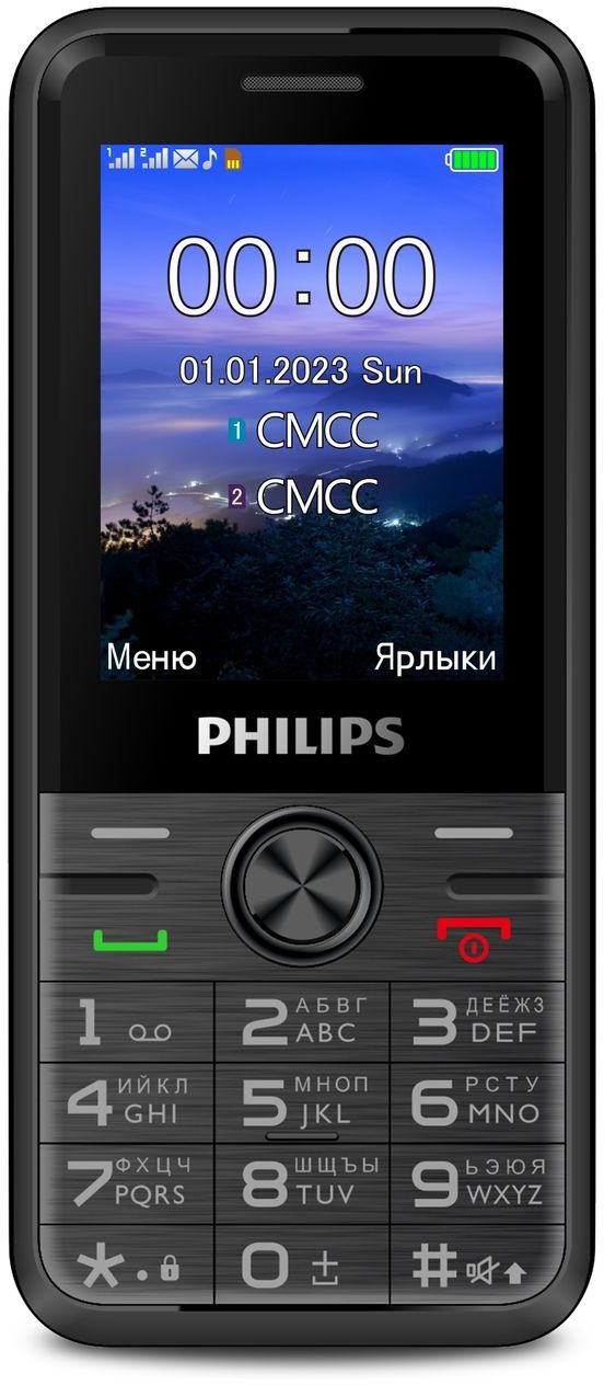 Мобильный телефон Philips Е6500(4G) Xenium черный моноблок 3G 4G 2Sim 2.4" 240x320 0.3Mpix GSM900/1800 FM microSD (CTE6500BK/00)