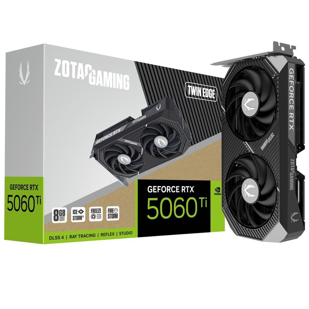 Видеокарта Zotac RTX5060Ti TWIN EDGE 8GB GDDR7 128bit 3xDP HDMI 2FAN MEDIUM PACK (ZT-B50610E-10M)