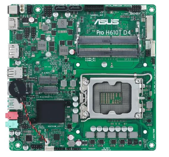 ASUS PRO H610T D4-CSM, LGA1700, H610, 2*DDR4, DP,HDMI, SATA 6.0, M.2, USB 3.2*2, USB 2.0*2, mITX; 90MB1AM0-M0EAYC