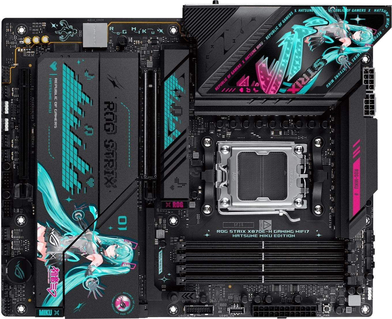 Материнская плата Asus ROG STRIX X870E-H GAMING MIKU Socket AM5 AMD X870E 4xDDR5 ATX AC`97 8ch(7.1) 5Gigabit RAID+HDMI