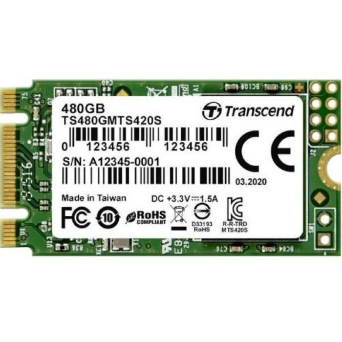 Твердотельный накопитель SSD 480GB Transcend MTS420, M.2, SATA III, 3D NAND, R/ W - 560/ 500 MB/ s (TS480GMTS420S)