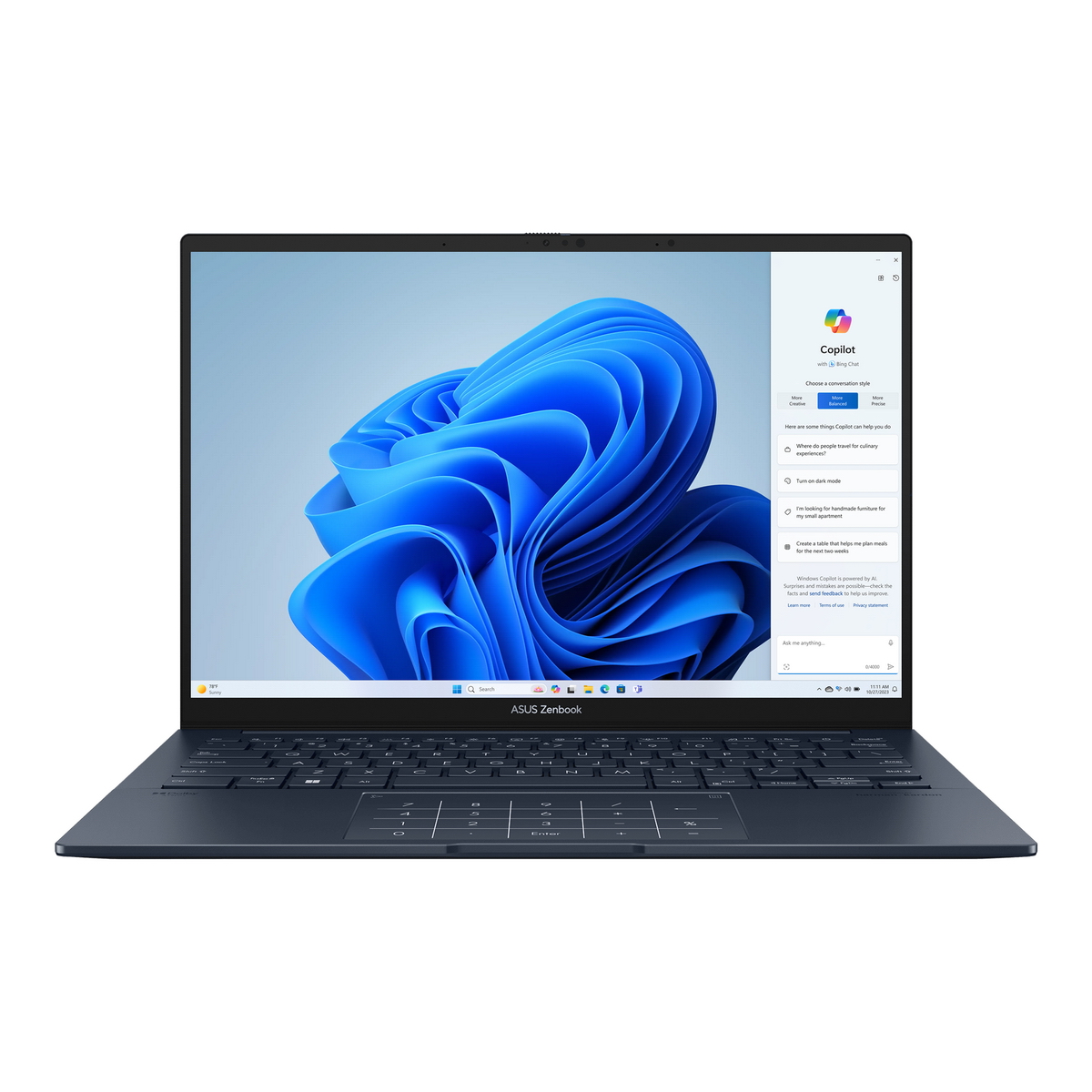 Ноутбук ASUS Zenbook 14 OLED UX3405MA-QD437 Core Ultra 5 Processor 125H/ 16Gb/ 512Gb SSD/ 14"/ OLED/ FHD/ NoOS/ Ponder Blue (90NB11R1-M010B0)