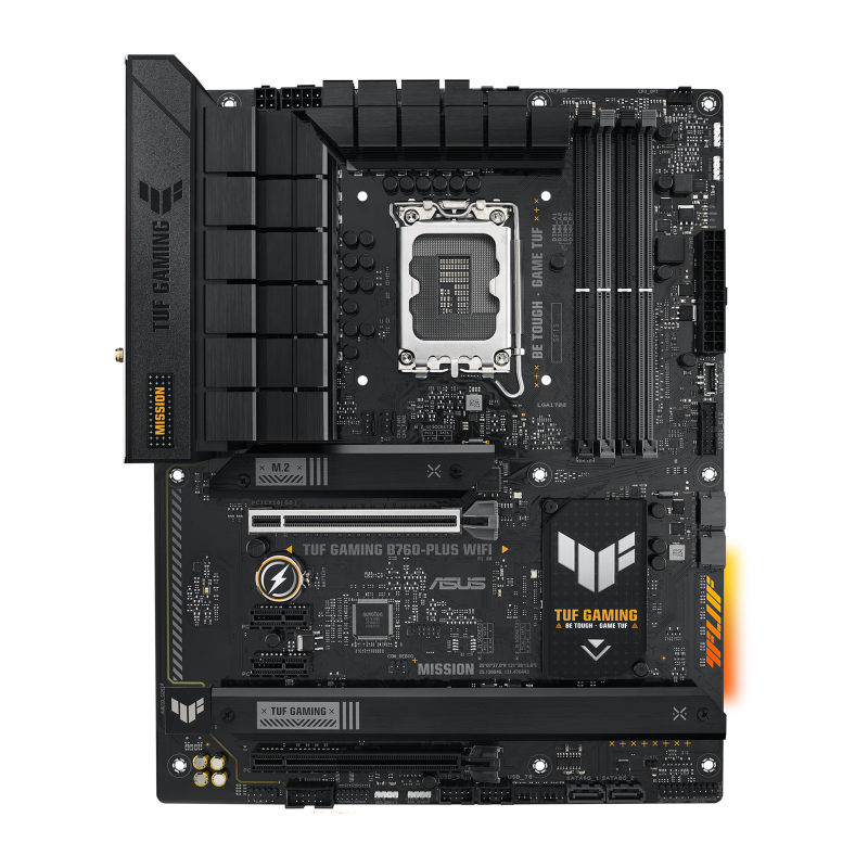 Материнская плата ASUS TUF GAMING B760-PLUS WIFI, LGA1700, B760, 2*DDR5, HDMI+DP, 4xSATA3 + RAID, M2, Audio, Gb LAN, USB 3.2, USB 2.0, ATX (90MB1ER0-M0EAY0)