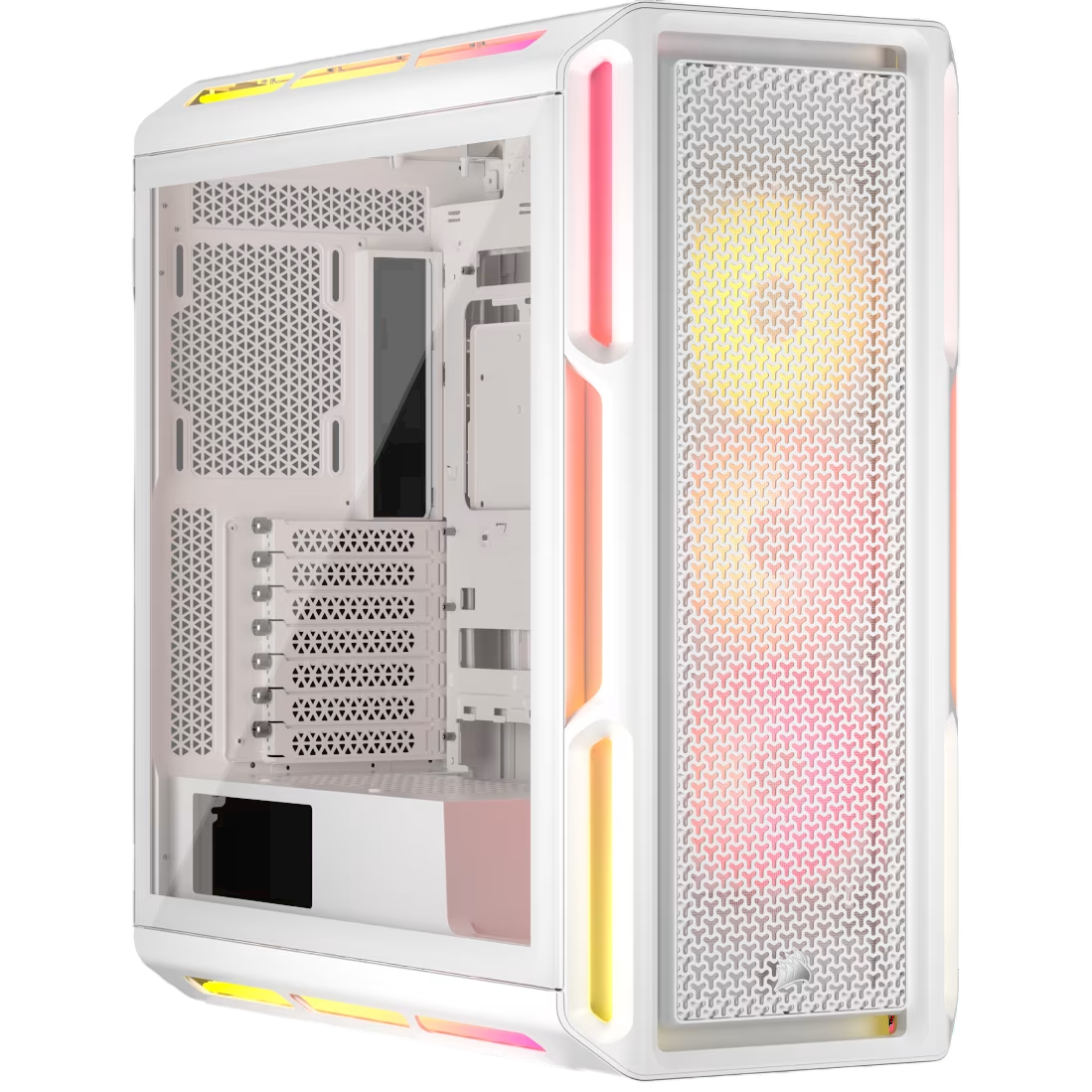 Корпус без блока питания/ Case Corsair iCUE LINK 5000T LX RGB, Midi-Tower, TG, 3x120mm RGB, 4xUSB-A 3.2, 1xUSB 3.2 Type-C, E-ATX, ATX, mATX, mITX White (CC-9011299-WW)