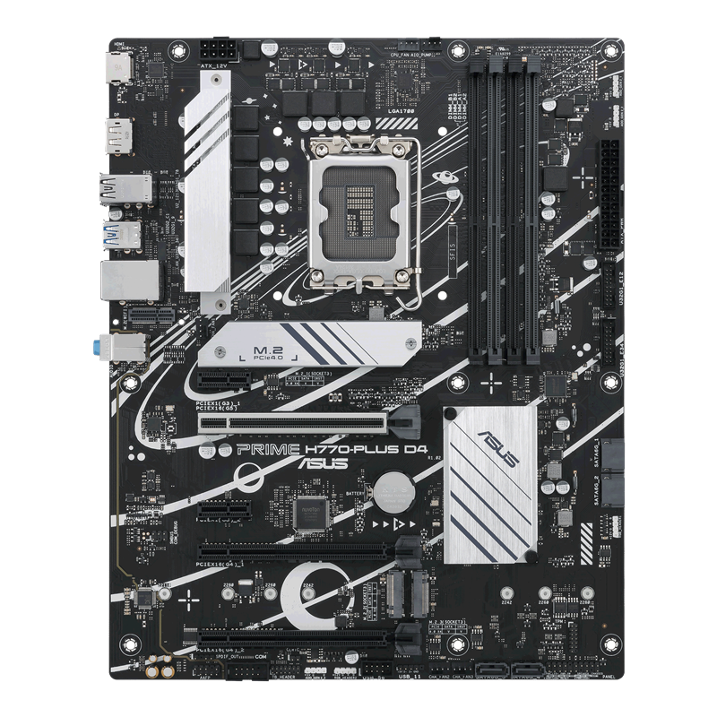 Материнская плата ASUS PRIME H770-PLUS D4, LGA1700, H770, 4*DDR4, HDMI+DP, 4xSATA3 + RAID, M2, Audio, Gb LAN, USB 3.2, USB 2.0, ATX (90MB1CU0-M0EAY0)