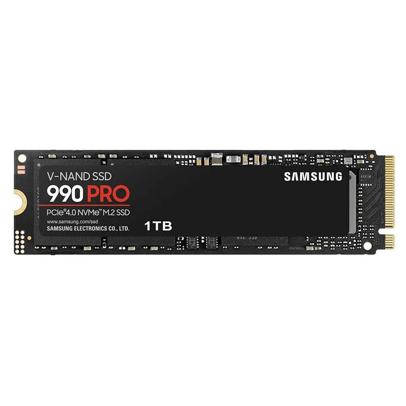 Твердотельный накопитель/ Samsung SSD 990 PRO, 1000GB, M.2(22x80mm), NVMe 2.0, PCIe 4.0 x4, V-NAND TLC, R/ W 7450/ 6900MB/ s, IOPs 1 200 000/ 1 550 000, DRAM buffer 1024MB, TBW 600, DWPD 0.33, with Heatsi (MZ-V9P1T0CW)