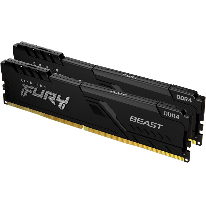 Модуль памяти Kingston FURY Beast Black DDR4 64GB 3200MHz CL16 DIMM 2RX8 1.35V 288-pin 16Gbit (Kit of 2) (KF432C16BBK2/64)