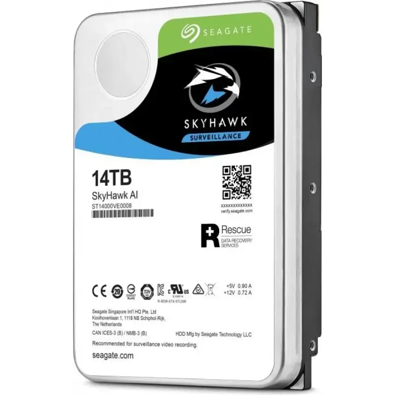 Жесткий диск/ HDD Seagate SATA3 14Tb SkyHawk Surveillance 7200 256Mb 1 year warranty (ST14000VE0008)
