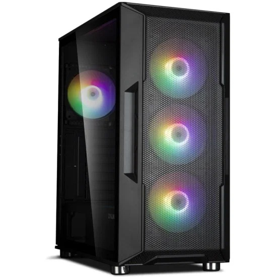корпус ZALMAN I3 NEO BLACK, ATX, BLACK, FRONT MESH, WINDOW, 2x3.5", 3x2.5", 1xUSB2.0, 2xUSB3.0, FRONT 3x120mm FRGB, REAR 1x120mm FRGB