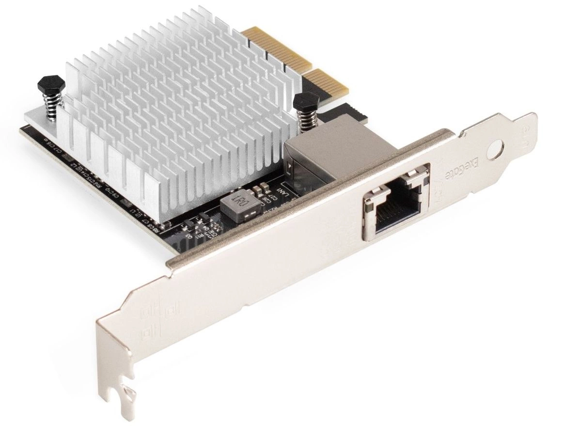 Exegate EX296225RUS Сетевой адаптер ExeGate EXE-107S (PCI-E x4 v3.0, 1xRJ45, UTP 100Mbps/ 1000Mbps/ 2.5Gbps/ 10Gbps Marvell AQC107S)