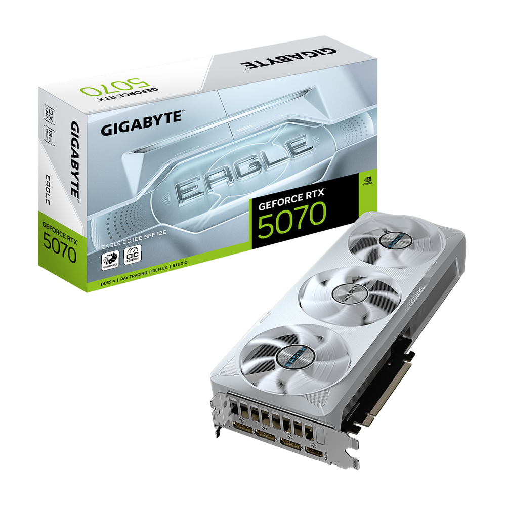 Видеокарта Gigabyte RTX5070 EAGLE OC ICE SFF 12GB GDDR7 192bit 3xDP HDMI 3FAN RTL (GV-N5070EAGLEOC ICE-12GD)