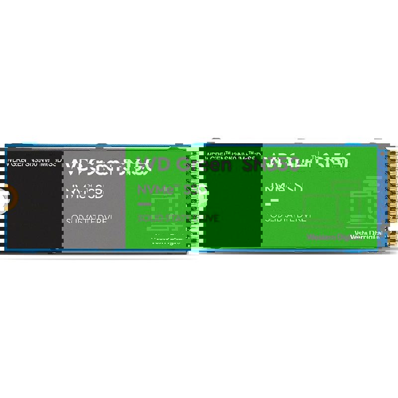 Твердотельный накопитель/ WD SSD Green SN350 NVMe, 500GB, M.2(22x80mm), NVMe, PCIe 3.0 x4, 3D TLC, R/W 2400/1650MB/s, IOPs 250 000/170 000, TBW 60, DWPD 0.1 (12 мес.) (WDS500G2G0C)