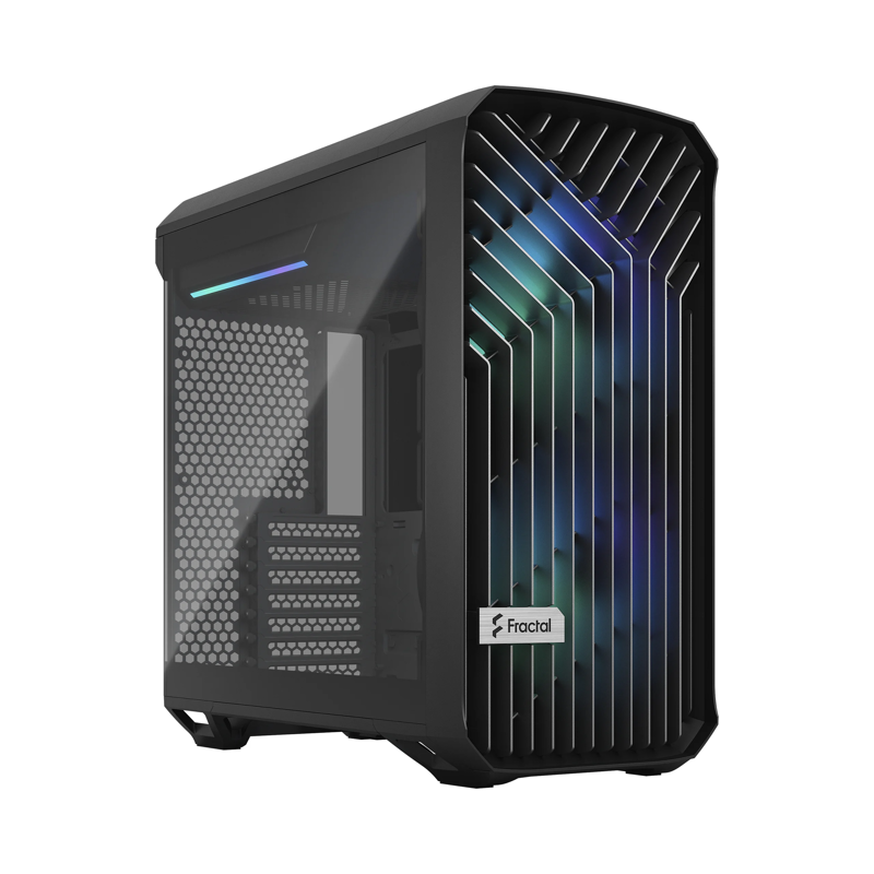 Корпус ПК без блока питания/ Case Fractal Design Torrent Compact RGB TG Light Tint, Midi-Tower, 2x180mm RGB, 2xUSB-A 3.2 + 1xUSB 3.2 Type-C E-ATX, SSI-CEB, ATX, mATX, mITX Black (FD-C-TOR1C-02)