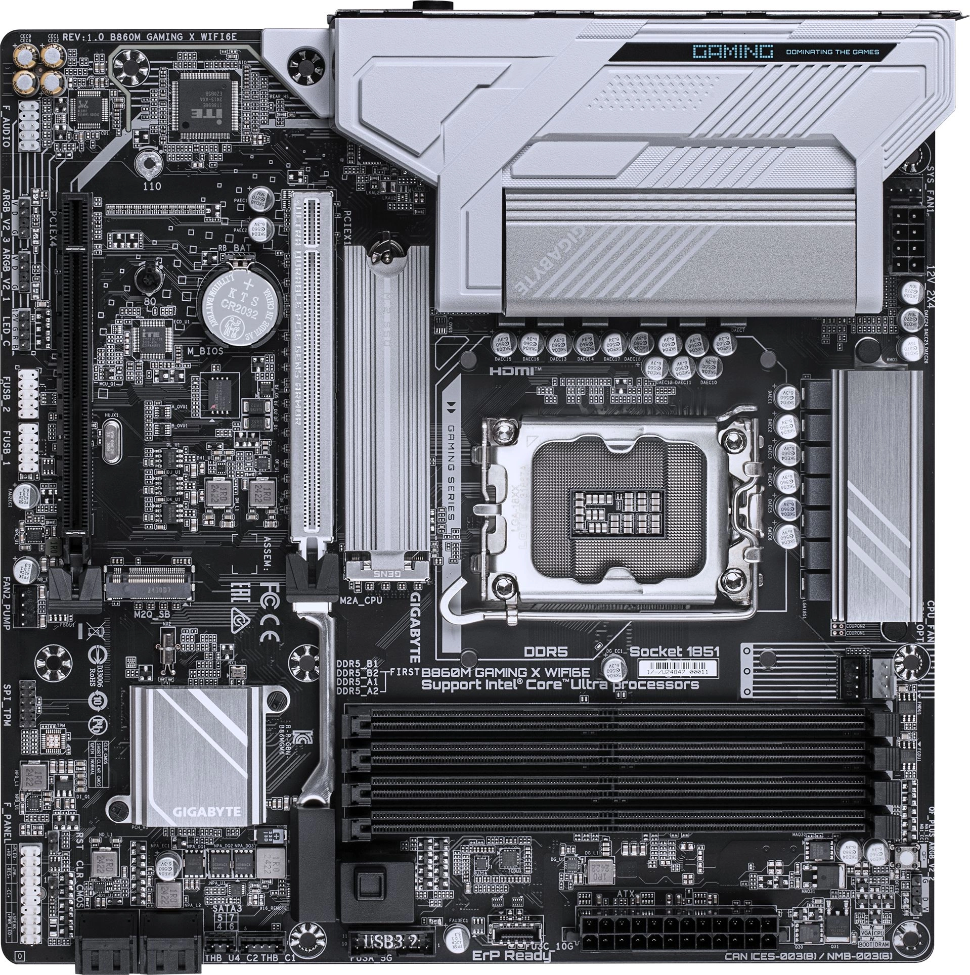 Материнская плата Gigabyte B860M GAMING X WIFI6E Soc-1851 Intel B860 4xDDR5 mATX AC`97 8ch(7.1) 2.5Gg RAID+HDMI+DP