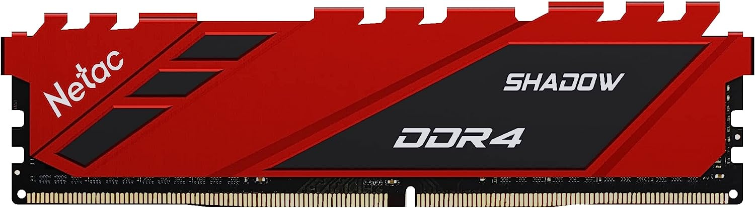 Модуль памяти DDR4 DIMM 8Gb PC25600, 3200Mhz, Netac Shadow NTSDD4P32SP-08R C16 Red, с радиатором