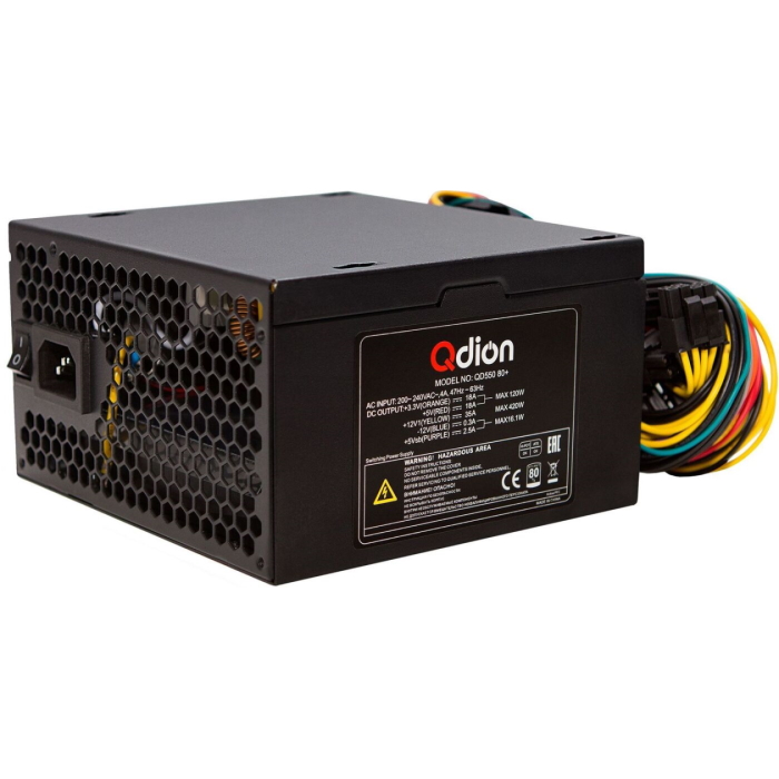 Блок питания 550Вт/ Power Supply FSP QDION ATX 550W, 120mm, 5xSATA, 1xPCI-E(6+2), nonPFC (QD550)