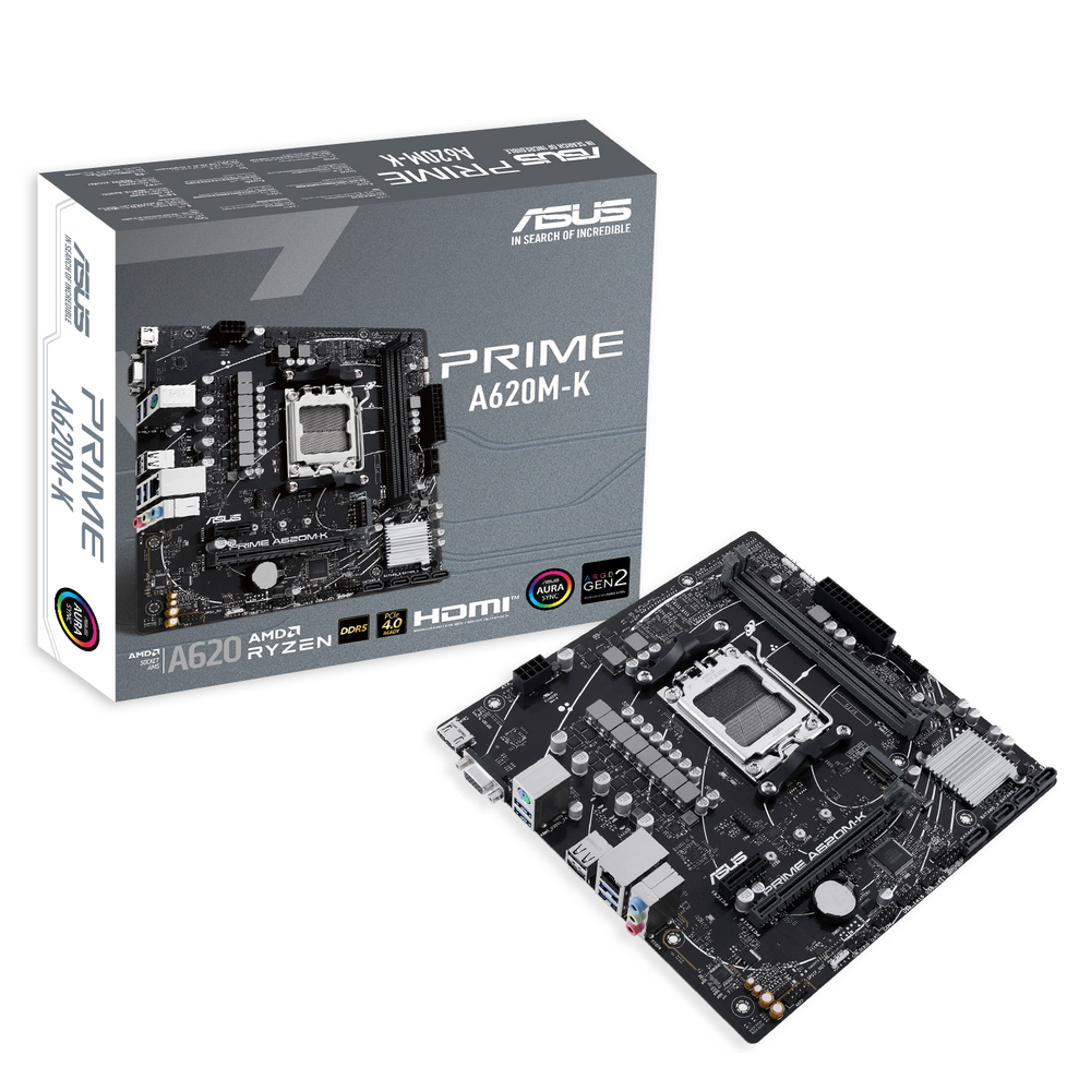 Материнская плата ASUS PRIME A620M-K SocketAM5 AMD A620 2xDDR5 mATX AC`97 8ch(7.1) GbLAN RAID+VGA+HDMI (90MB1F40-M0EAY0)