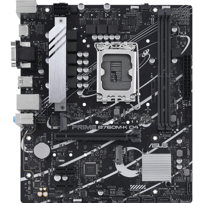 Материнская плата ASUS PRIME B760M-K D4 Soc-1700 Intel B760 2xDDR4 mATX AC`97 8ch(7.1) GbLAN RAID+VGA+HDMI (90MB1DS0-M0EAY0)