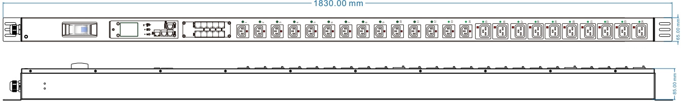 Блок распределения питания Powercom PDU-16AVMS20-18C13-2C19 18*C13+2*C19, 16A, 1,5U (1968234)