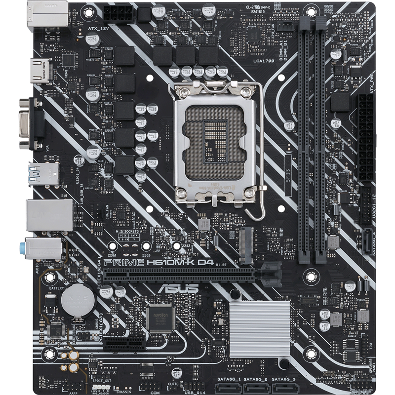 Материнская плата ASUS PRIME H610M-K D4 Soc-1700 Intel H610 2xDDR4 mATX AC`97 8ch(7.1) GbLAN+VGA+HDMI (90MB1A10-M0EAY0)