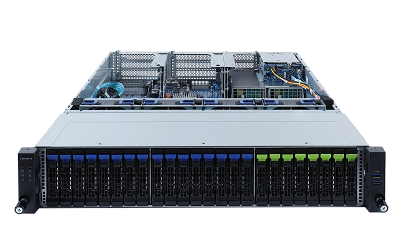 Gigabyte Server Platform R282-N81 2U CPU(2)3rd Gen Xeon/ 2xHeatsink up to 270W/ DIMM(32)/ 16x2,5"SATA/ SAS/ 8x2,5"SATA/ SAS/ NVMe/ 2x2.5"SATA/ SAS rear/ 2x1GbE/ 6xFHHL,2xLP/ 2x1600W/ Rails 6NR282N81MR