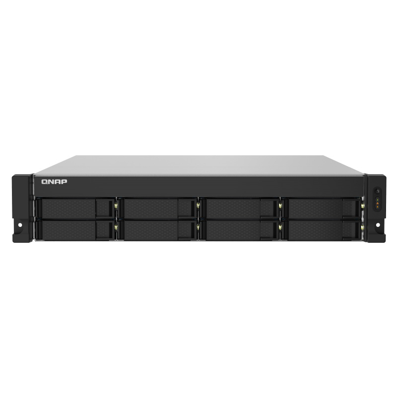 SMB QNAP TS-832PXU-4G 8-Bay AL324 quad-core 1.7 GHz 2U rackmount NAS, 4GB DDR4 UDIMM RAM (max 1x16GB), SATA 6Gb/ s, 2x 10GbE SFP+ LAN, 2x2.5 GbE LAN, 1x PCIe Gen2 x2 slot. W/ o RAIL-B02