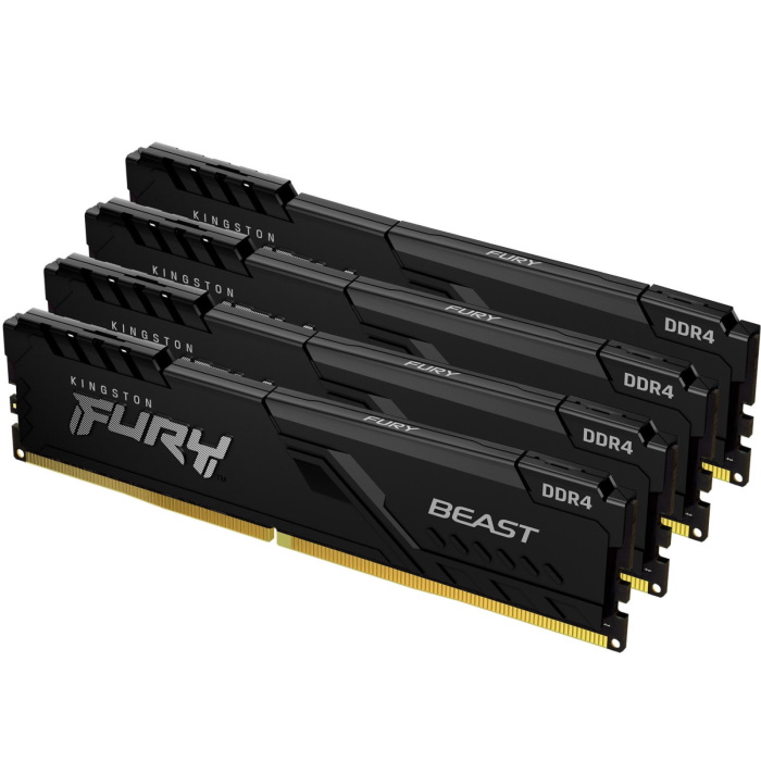 Модуль памяти Kingston FURY Beast Black 128GB DDR4 3200MHz 4G x 64-Bit x 4 pcs CL16 DIMM 288-pin 1.35V Kit of 4 (KF432C16BBK4/128)