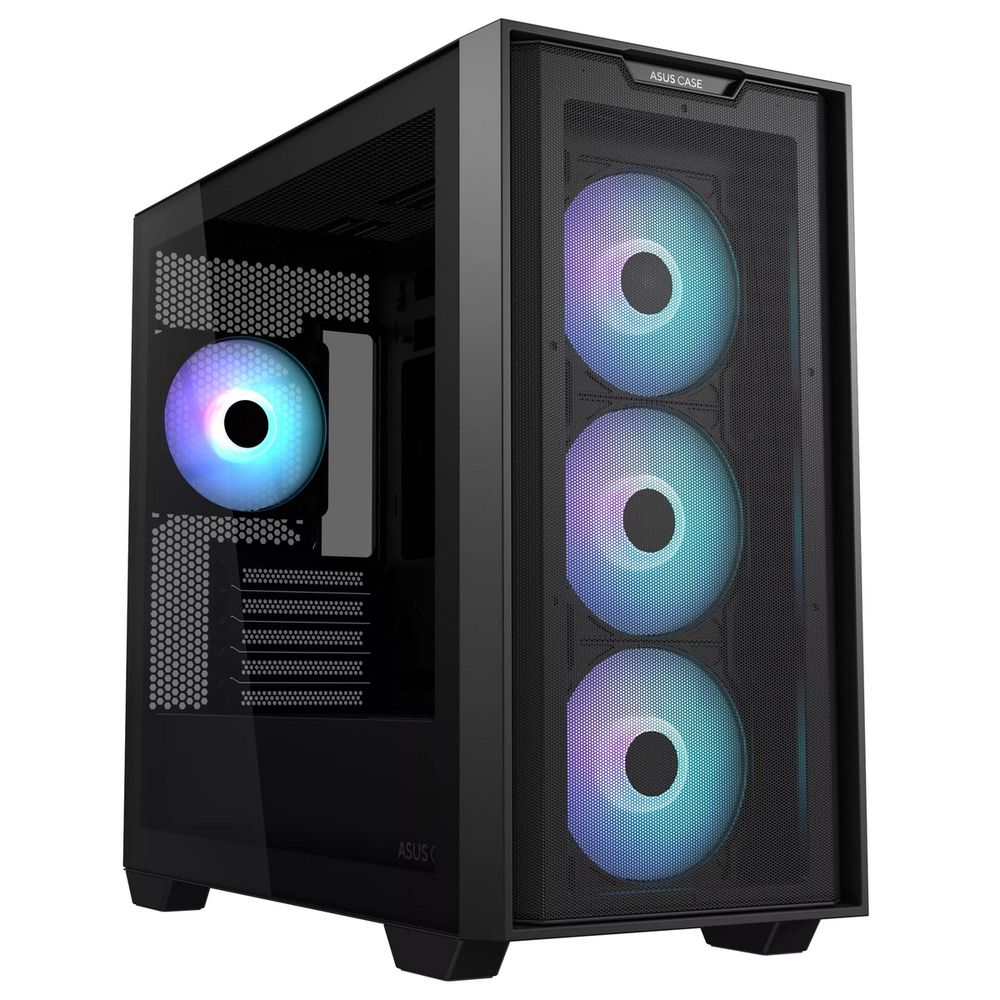 Корпус ASUS A21 PLUS TG ARGB BLACK-SI ARGB FANS/ BLK/ EPS (90DC00H0-B19010)