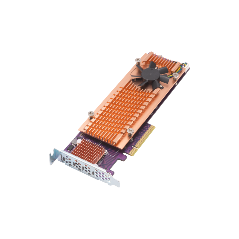 Плата расширения/ QNAP QM2-4S-240 Quad M.2 SATA SSD expansion card; supports up to four M.2 2280 formfactor M.2 SATA SSDs; PCIe Gen2 x4 host interface; Low-profile bracket pre-loaded, Low-profile flat