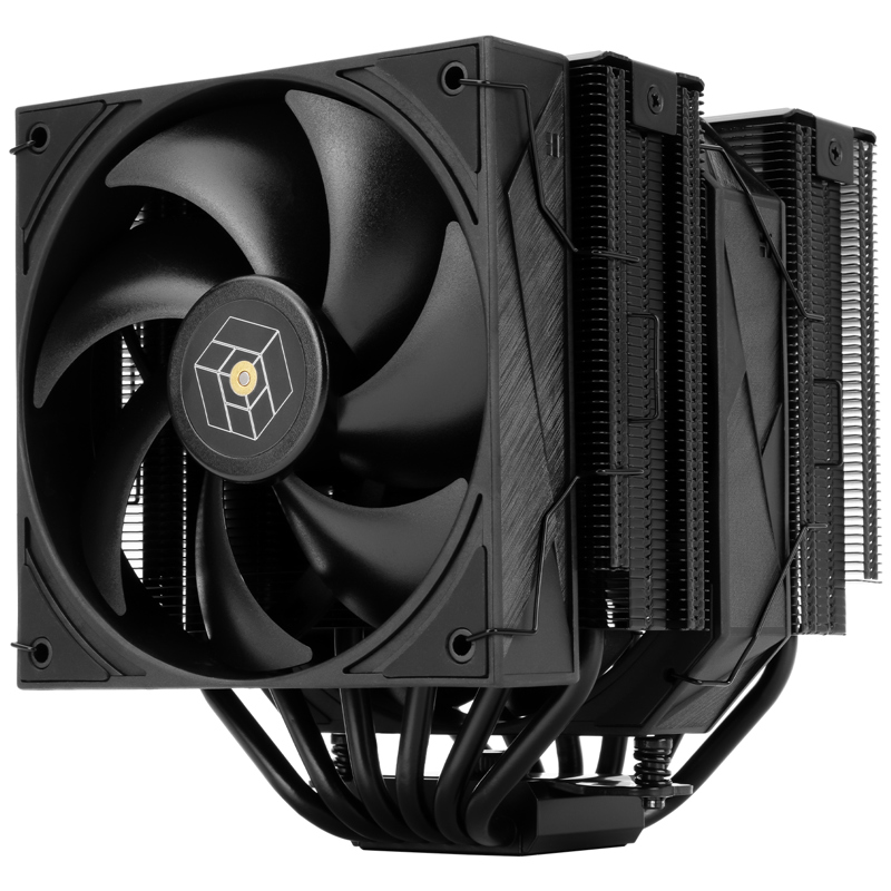 Кулер для процессора/ Thermalright Royal Pretor 130 Black (4-pin PWM, 158mm, Ni/Cu, 6x6mm, 1x120+1x130mm, 80.45CFM/81.88CFM, 29.4dBA/28.3dBA, 2150PM/1750RPM, S: 1200, 1700, 1851, 2011, 2066, 115X, AM4, AM5, black) (RP130-BL)