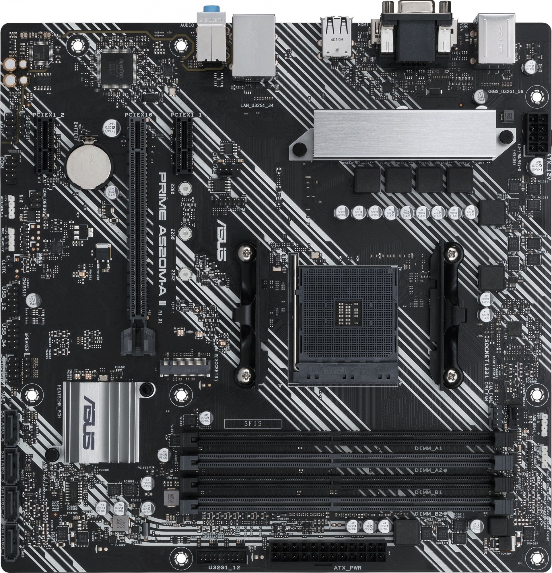 ASUS PRIME A520M-A II/CSM, Socket AM4, A520, 4*DDR4, D-Sub+DP+HDMI, SATA3 + RAID, Audio, Gb LAN, USB 3.2*5, USB 2.0*4, COM*1 header (w/ o cable), mATX ; 990MB17H0-M0EAYC