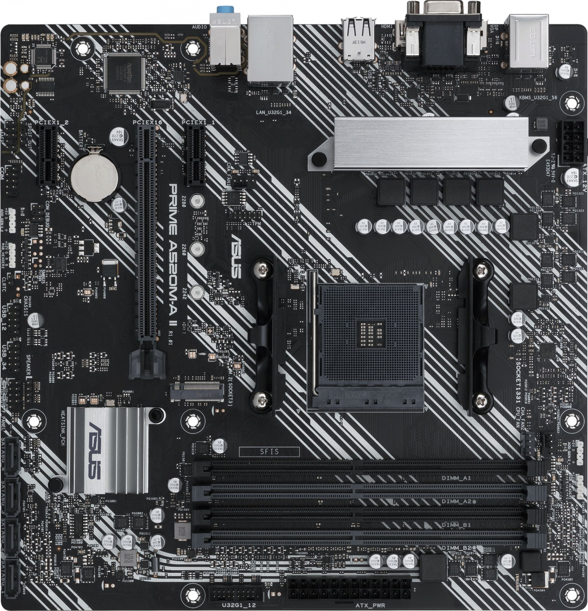 Материнская плата ASUS ASUS PRIME A520M-A II/CSM, Socket AM4, A520, 4*DDR4, D-Sub+DP+HDMI, SATA3 + RAID, Audio, Gb LAN, USB 3.2*5, USB 2.0*4, COM*1 header (w/ o cable), mATX , 990MB17H0-M0EAYC