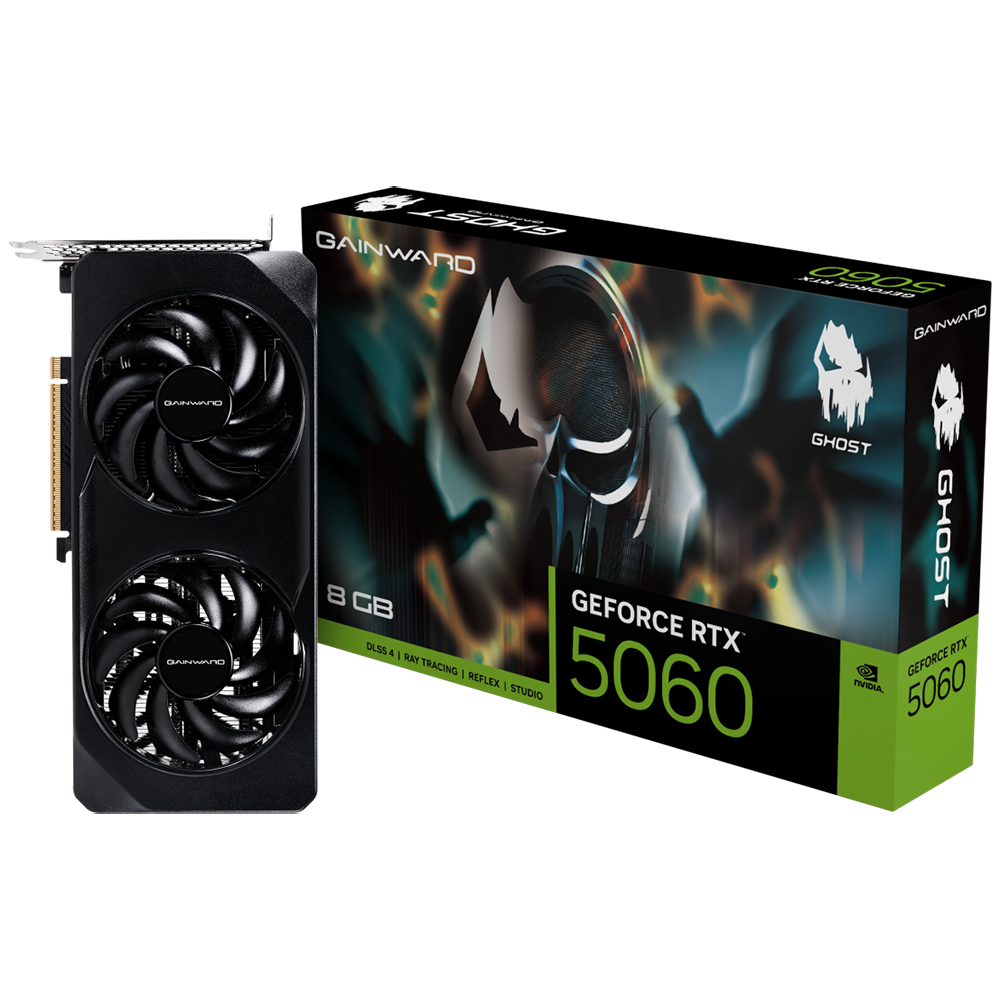 Видеокарта Gainward RTX5060 GHOST 8GB GDDR7 128bit 3xDP HDMI 2FAN RTL (NE75060019P1-GB2063B)