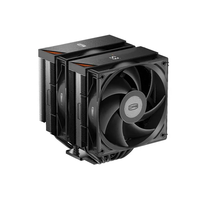 Кулер для процессора/ CPU Cooler PCCooler RT620 Digital BK (250W, 4-pin PWM, LED temp., 157mm, Al/Cu, 6x6mm, 2x120mm, 73.32CFM, 34.9dBA, 2200RPM, S: 1851/1700/1200/115X, AM5/AM4, black)