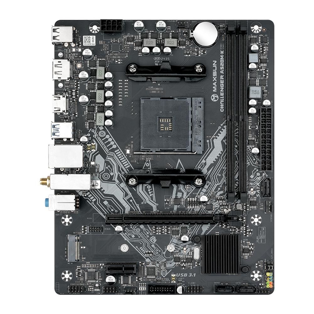 Материнская плата Maxsun MS-Challenger A520M-K WIFI B550, AM4, 2*DDR4, 1*PCIEx16, 1*PCIEx1, 2*M.2, 4*USB3.2Gen1, 6*USB2.0, 3*SATA3.0, 1G, VGA, HDMI, M-ATX, RTL (6940709661178)