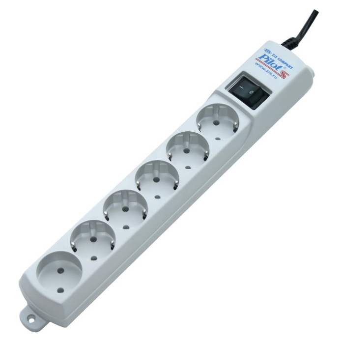 Сетевой фильтр Pilot S 6 розеток (5 евро + 1 б/зазем.) 3 м/ Surge protector ZIS Pilot S 3m, 6 outlets (5+1), white (PILOT S3M)