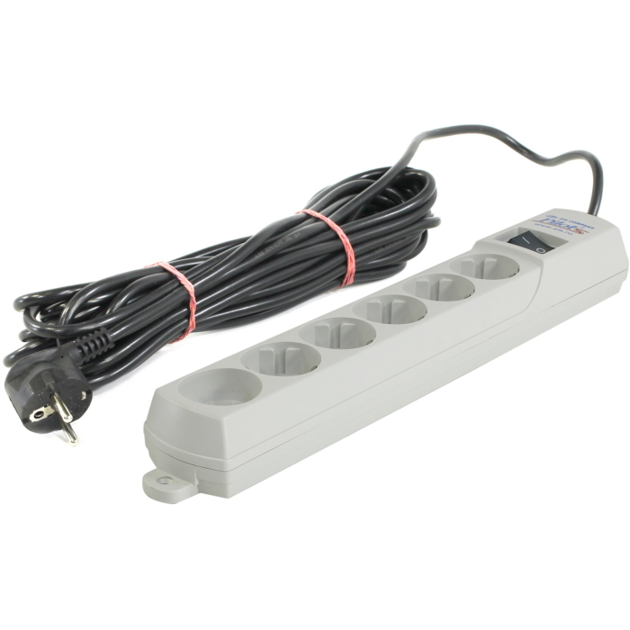 Сетевой фильтр Pilot S 6 розеток (5 евро + 1 б/зазем.) 10 м/ Surge protector ZIS Pilot S 10m, 6 outlets (5+1), white (PILOT S10M)