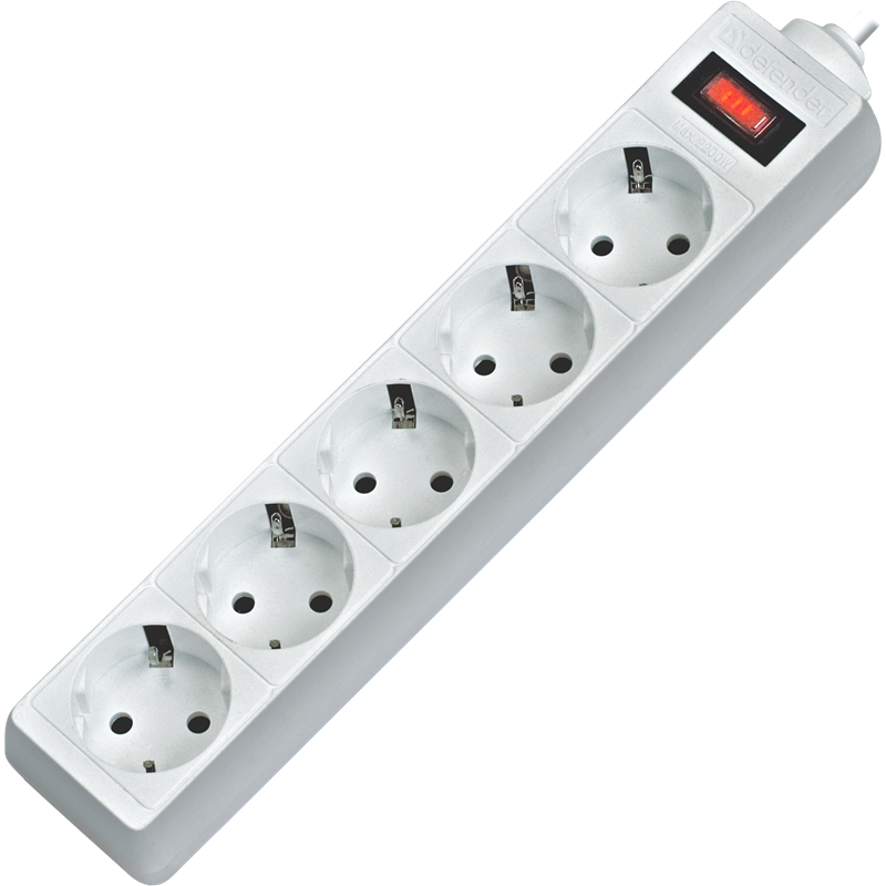 Сетевой фильтр Defender ES 5 5 м, белый, 5 розеток/ Surge Protector Defender ES 5 5m, white, 5 outlets (99483)