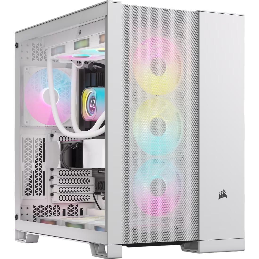 Корпус без блока питания/ Case Corsair 6500D Airflow, Midi-Tower, TG, no fan, 4xUSB-A 3.2, 1xUSB 3.2 Type-C, E-ATX, ATX, mATX, mITX White (CC-9011260-WW)