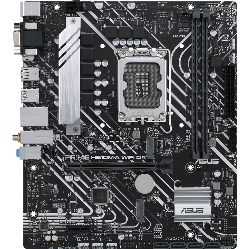 ASUS PRIME H610M-A WIFI D4, LGA1700, B610, 2*DDR4, D-sub+DP+HDMI, SATA 6.0, M.2, USB 3.2*2, USB 2.0*2, mATX; 90MB1C80-M0EAY0
