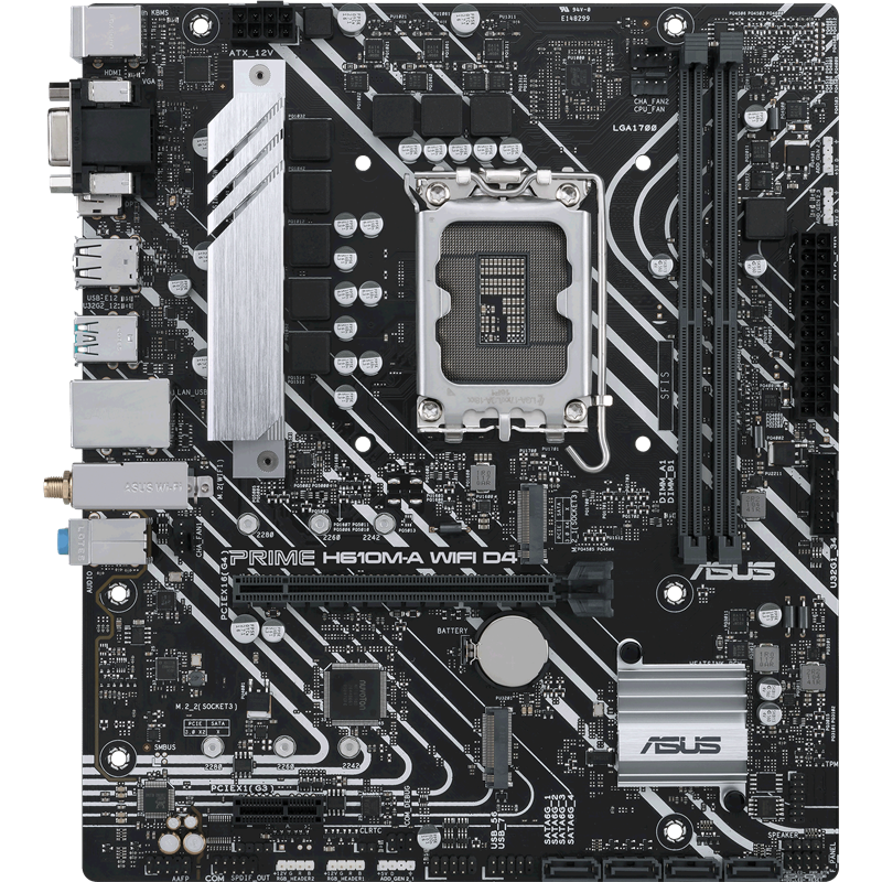 Материнская плата ASUS PRIME H610M-A WIFI D4, LGA1700, B610, 2*DDR4, D-sub+DP+HDMI, SATA 6.0, M.2, USB 3.2*2, USB 2.0*2, mATX, 90MB1C80-M0EAY0