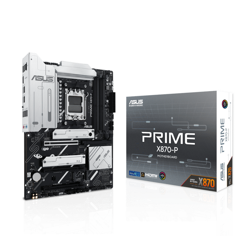 Материнская плата ASUS PRIME X870-P, AM5, X870, 4*DDR5, 2*SATA, 4*M.2, 4*USB 3.2, 2*USB 2.0, 2*Type-C, 5*PCIx16, HDMI, ATX (90MB1IT0-M0EAY0)