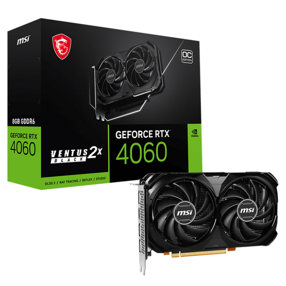 RTX4060 VENTUS 2X BLACK 8GB OC GDDR6 128-bit DPx3 HDMI ATX 2FAN (RTX 4060 VENTUS 2X BLACK 8G OC)