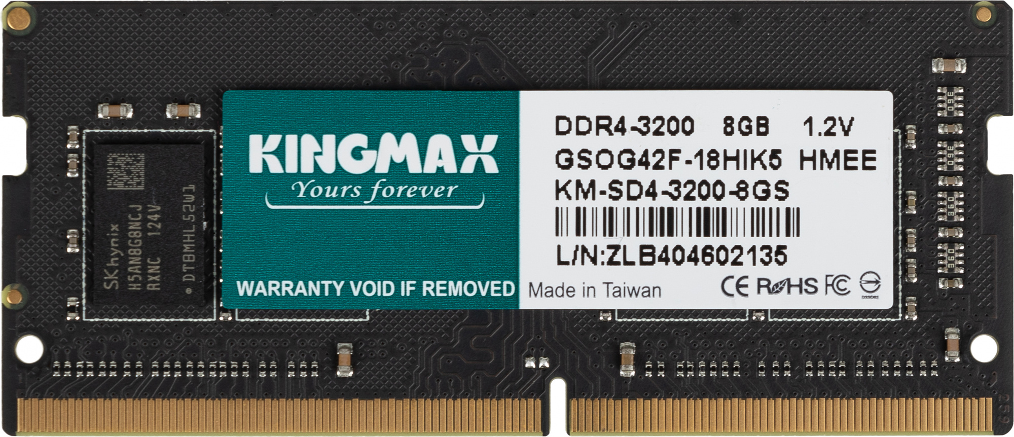 Память DDR4 8Gb 3200MHz Kingmax KM-SD4-3200-8GS RTL PC4-25600 CL22 SO-DIMM 260-pin 1.2В dual rank Ret