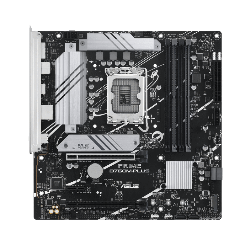 Материнская плата ASUS PRIME B760M-PLUS, LGA1700, B760, 4*DDR5, 4*SATA, 2*M.2, 2*USB 3.2, 4*USB 2.0, 2*PCIx16, 1*PCIx1, DP+HDMI, mATX (90MB1GY0-M0EAY0)