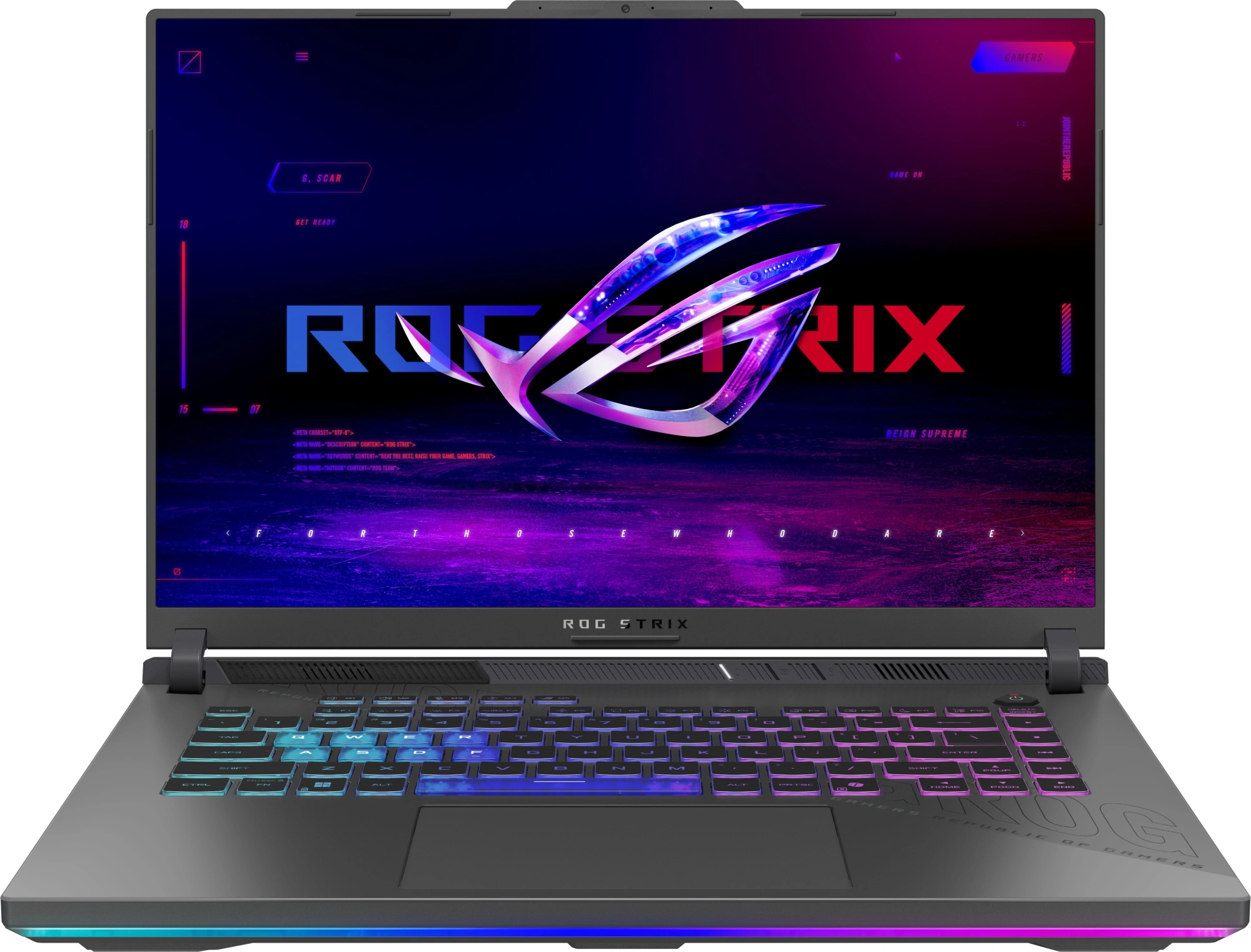 Ноутбук Asus ROG Strix G16 G614PM-TS175 Ryzen 9 8940HX 16Gb SSD512Gb NVIDIA GeForce RTX 5060 8Gb 16" IPS WQXGA (2560x1600) без ОС grey WiFi BT Cam (90NR0KW8-M00970)